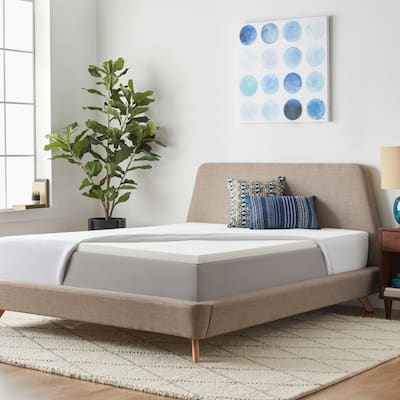 2-inch Solid Foam Mattress Topper with Premium Mattress Protector by LUCID - White