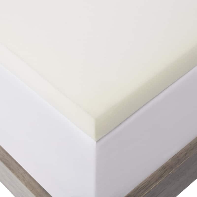 2-inch Solid Foam Mattress Topper with Premium Mattress Protector by Lucid - White - Full