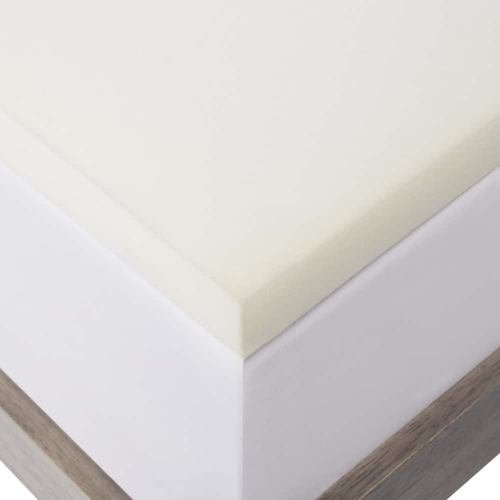 2-inch Solid Foam Mattress Topper with Premium Mattress Protector by Lucid - White