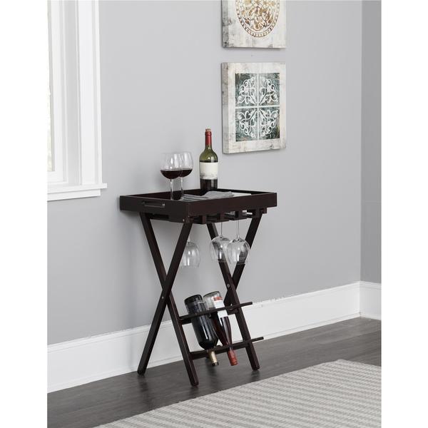 COSCO Espresso Wood Folding Wine Rack with Removable Tray