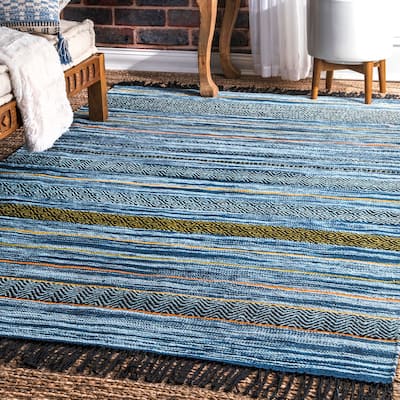 Brooklyn Rug Co Handmade Tribal Stripes Tassel Area Rug