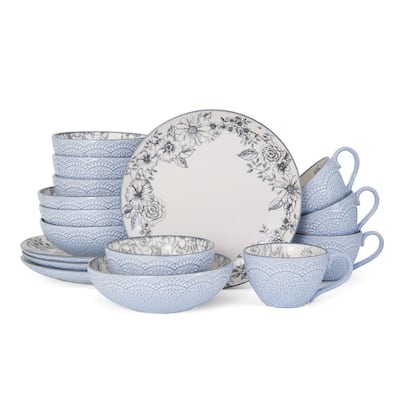 Pfaltzgraff Gabriela Gray 16-Piece Dinnerware Set, Service for 4