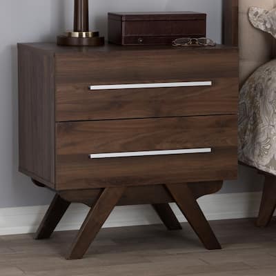 Mid-Century 2-Drawer Nightstand Baxton Studio
