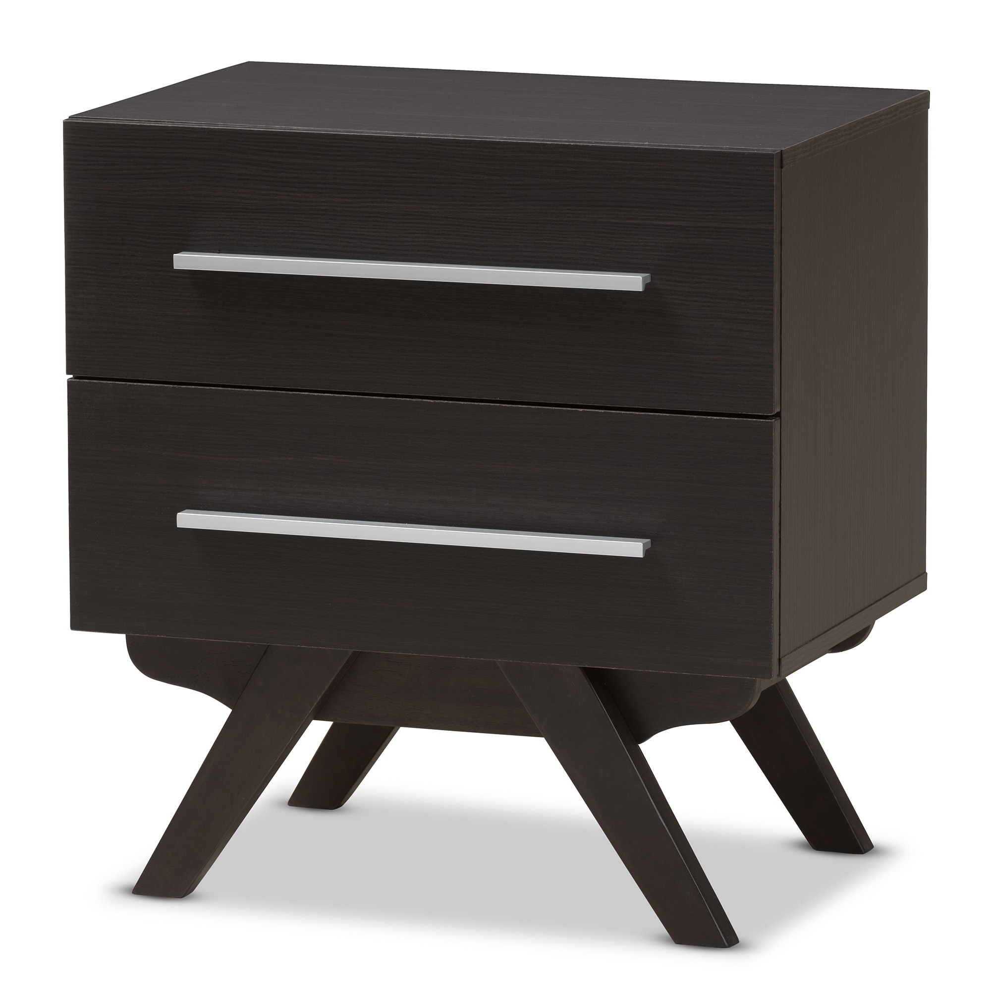 Shop Mid Century 2 Drawer Nightstand Baxton Studio Overstock 18219459 Espresso Espresso Finish