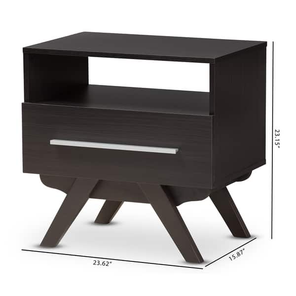 MidCentury Brown Finished Nightstand Baxton Studio Bed Bath & Beyond