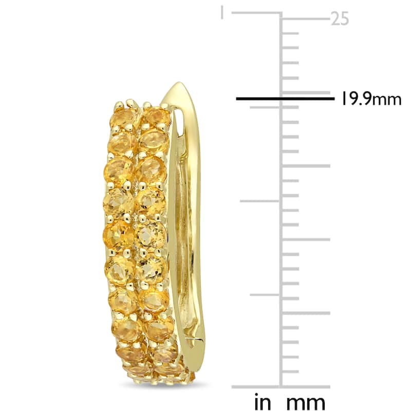 Miadora Signature Collection 10k Yellow Gold Double-Row Citrine Hoop Earrings