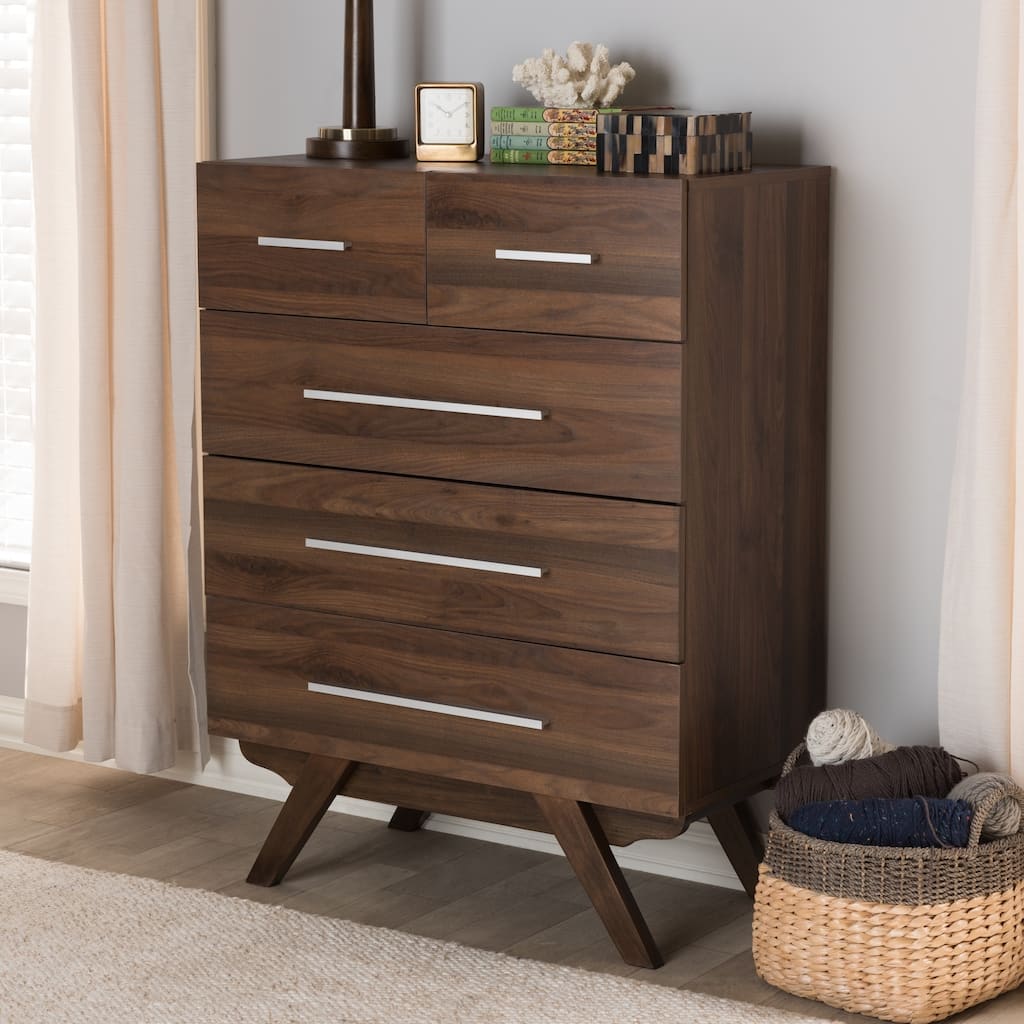 Carson Carrington Varberg Mid-century Walnut Brown 5-drawer Chest