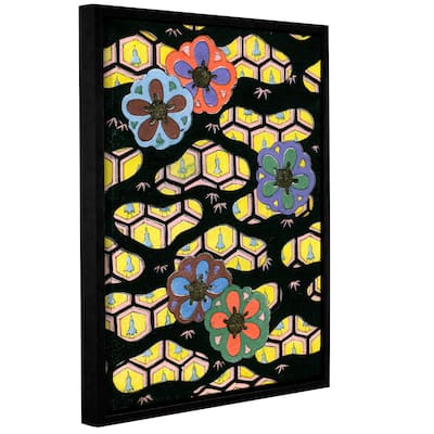 School Japanese's Woodblock Print Of Honeycomb Pattern, Gallery Wrapped Floater-framed Canvas - multi