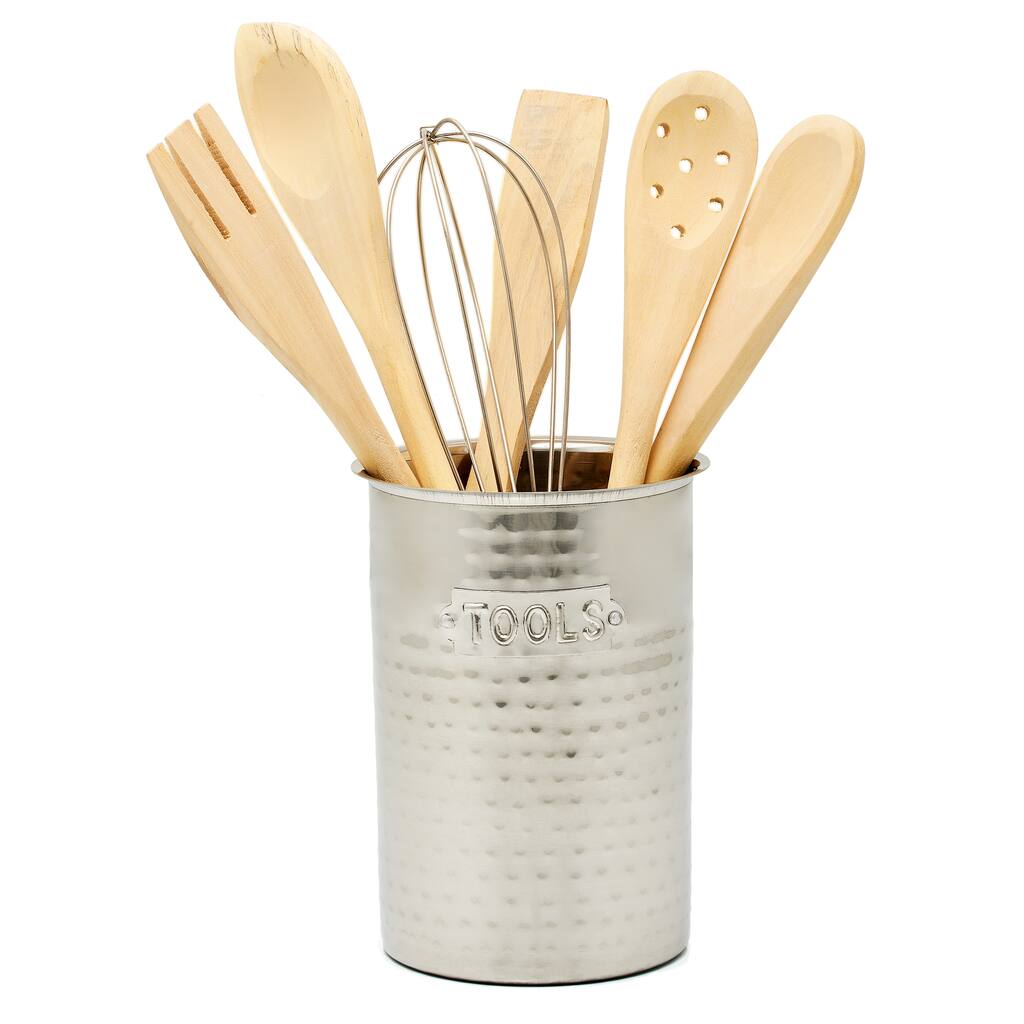 6¼" H. Hammered Stainless Steel Tool Caddy (Tools not included)