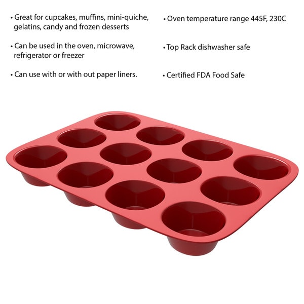 New Non-Stick Silicone Mini Muffin Baking Tray Dishwasher Freezer Oven Safe
