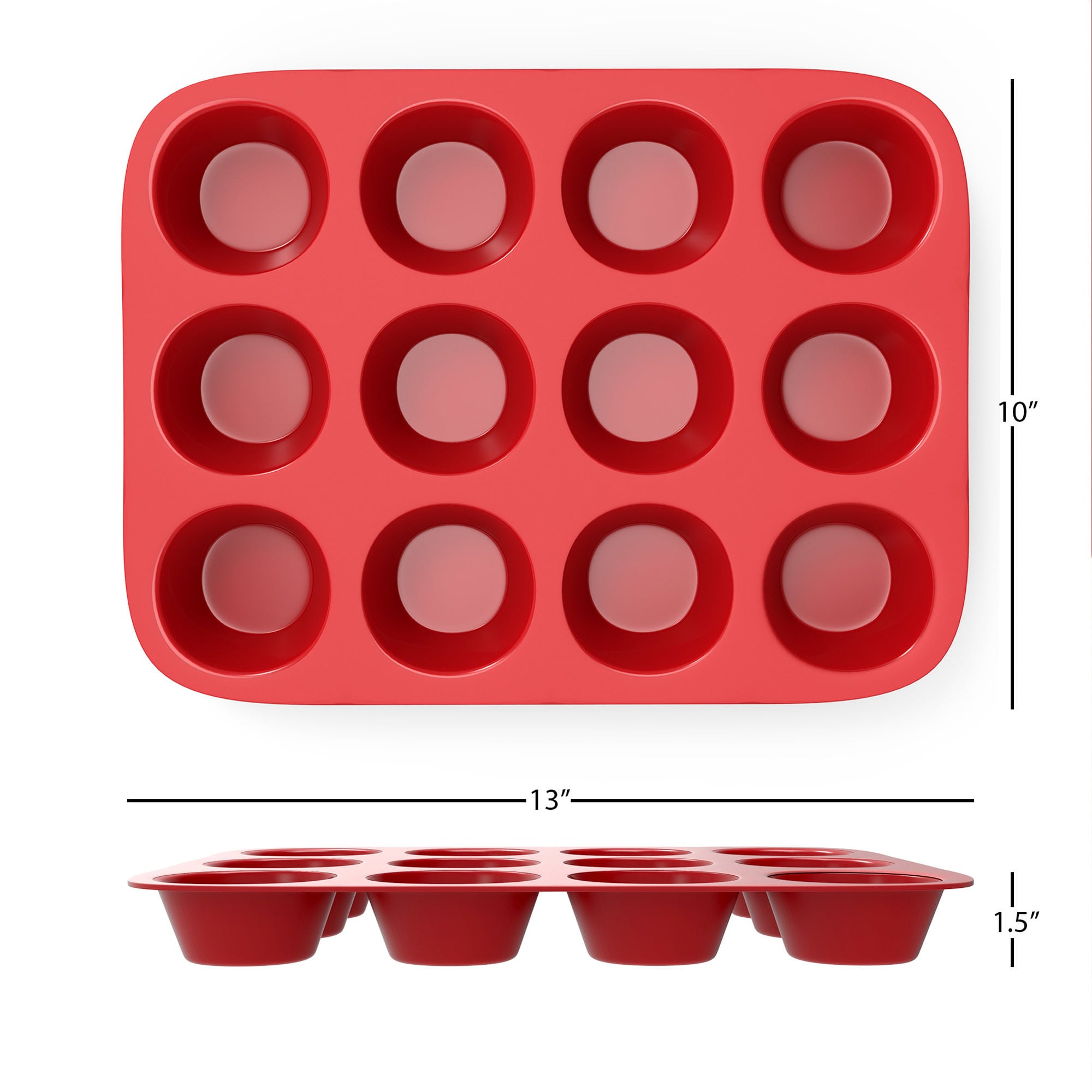 Set Red 4 Pack Silicone Baking Cake Pans Kitchen Cookware Kitchen Muffin Pan Cupcakes Circle 8 x 8 Inch Pie Pan 