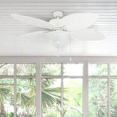 52" Solana Outdoor LED Ceiling Fan, White - 52-inch