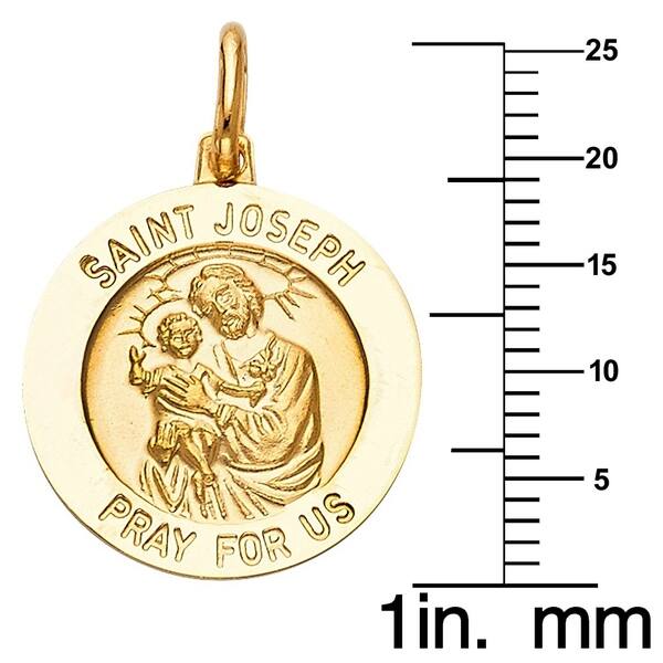 Bonyak Jewelry Gold Over Sterling Silver St Joseph with 24 in Gold Plated Brass Chain and Deluxe Gift Box Fathers Carpenters Workers 