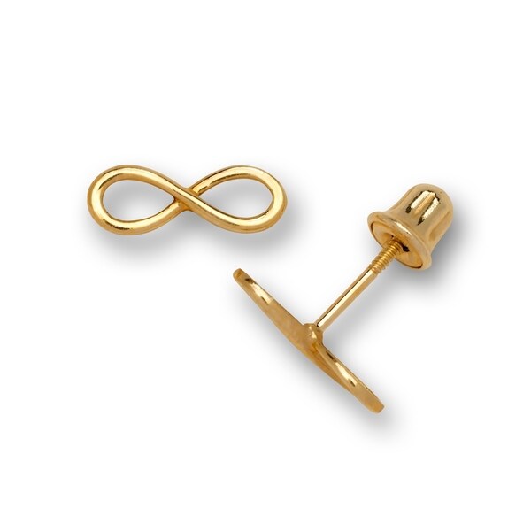 14k Gold Small Polished Infinity Ribbon Stud Post Back 14k Gold Small Polished Infinity Ribbon Stud Post Back Earrings Yellow Or White
