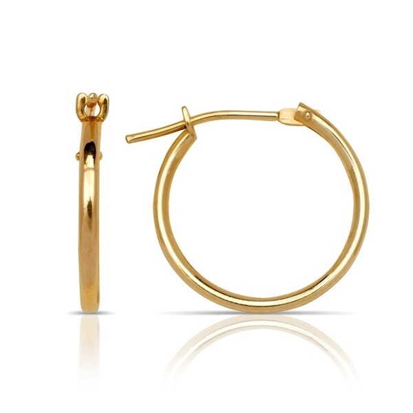 Shop Solid 14k Yellow Gold 0.5mm Thickness Thin Polish Classic Hoop Earrings - 6 Different Size ...