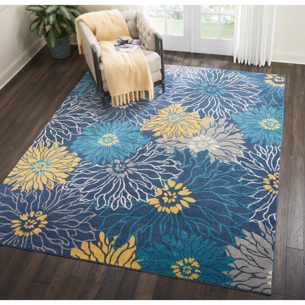 Traditional medallion multi-color area rug – modern rugs and decor Shop Nourison Passion Blue/Yellow Floral Area Rug - 3'9" x 5'9" - Free