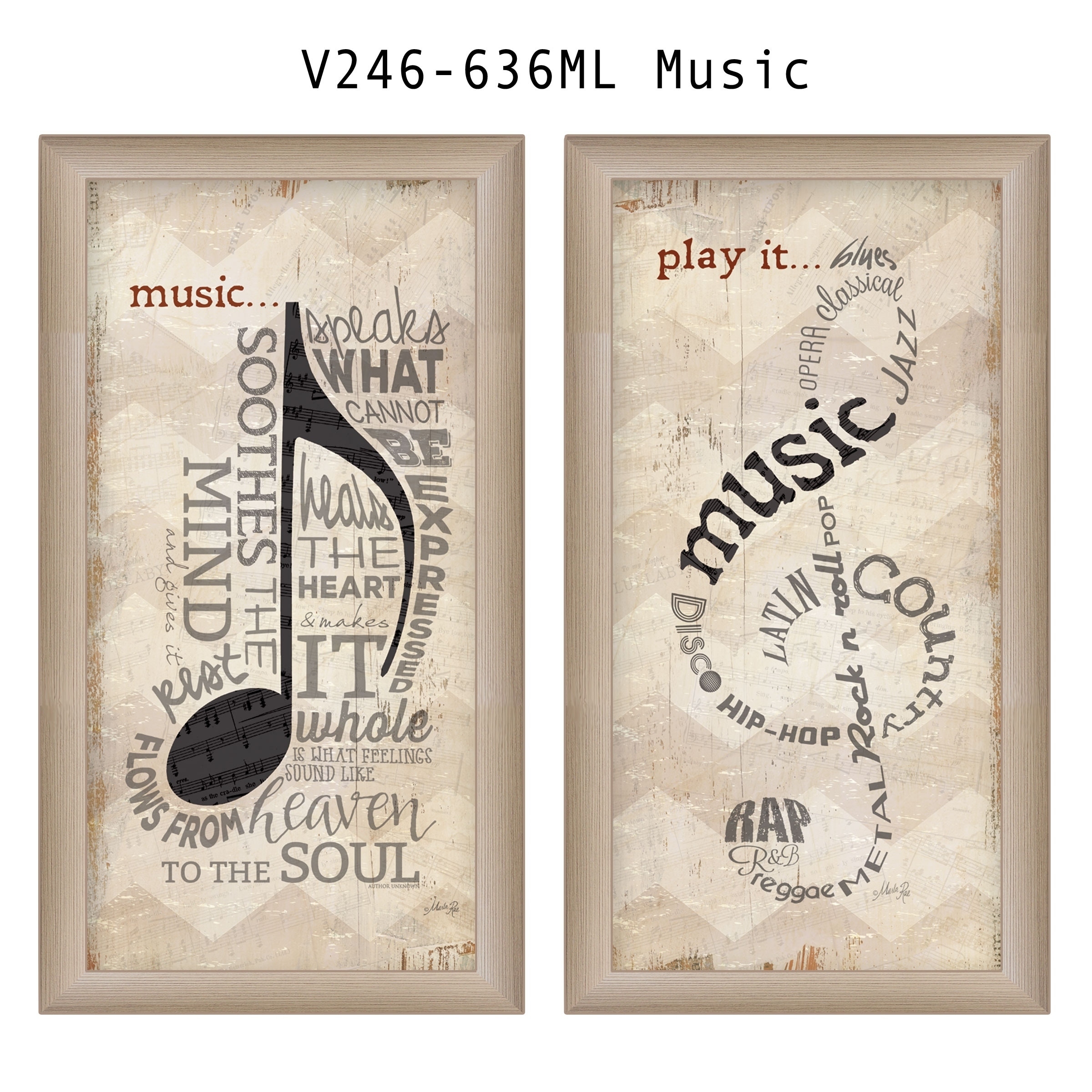 Shop Music Collection By Marla Rae Printed Wall Art Ready To Hang Framed Poster Beige Frame Overstock 18220971