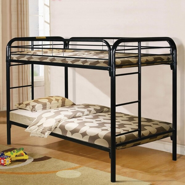 Home Source Peter Metal Twin size Bunk Bed with Dual Ladders Black Bed Bath Beyond 18221406