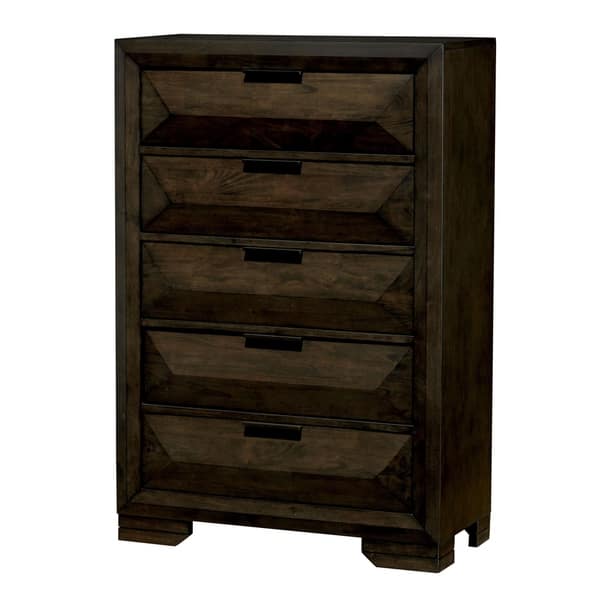 Shop Furniture Of America Gifa Rustic Espresso Solid Wood 5 Drawer