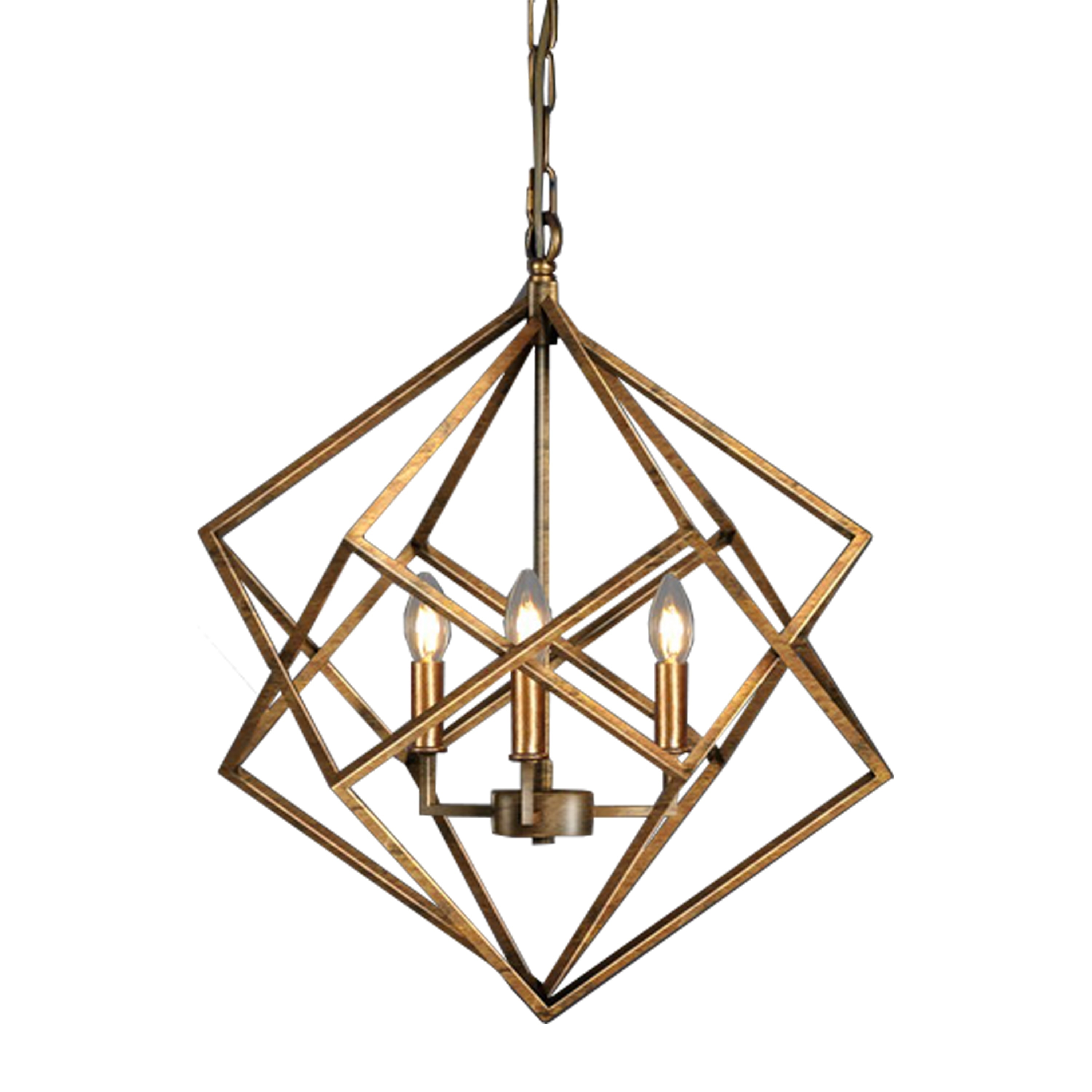 Vista Geometric Antique Gold FinishCandle Style Chandelier (Chandelier) - Chandeliers For Bedrooms by Overstock.com