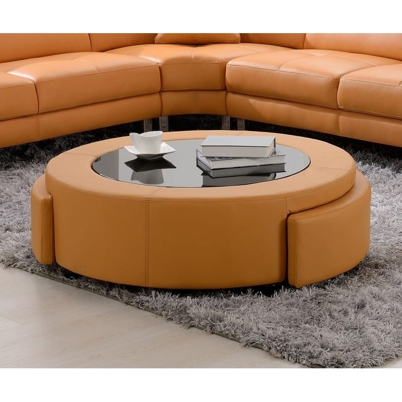 Best Quality Furniture Leather Upholstered 2-drawer Ottoman Coffee Table