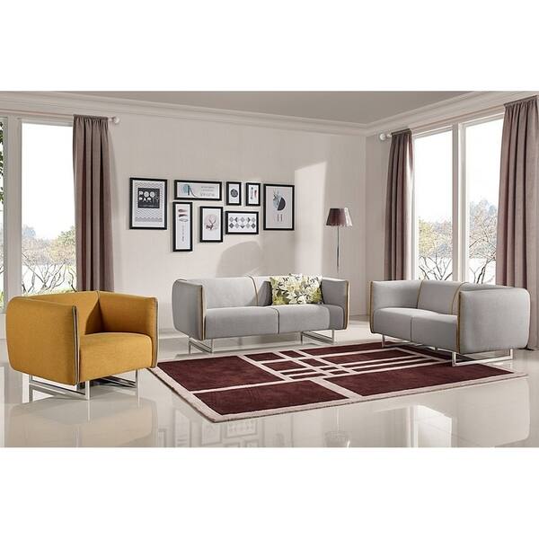 Clinton Two Tone Fabric 3 Piece Living Room Set