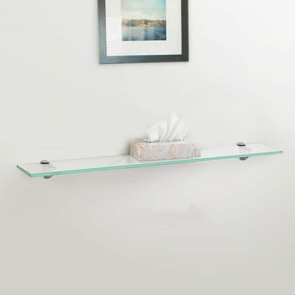 Rectangle Floating Glass Shelf Kit 8 x 30 inch - Clear