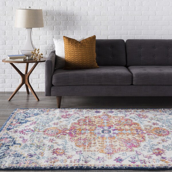Georgian Persian Traditional Oriental Cream/Saffron Area Rug (6'7 x 9') - 6'7" x 9'