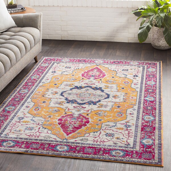 Ikaika Pink Oriental Traditional Area Rug (7'10 x 10'3) - 7'10" x 10'3"