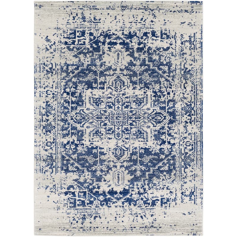 Livabliss Esther Vintage Traditional Area Rug - 6'7" x 9' - Blue