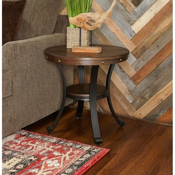 Powell Franklin Brown And Black Wood Round Side Table Powell Franklin Brown And Black Wood Round Side Table