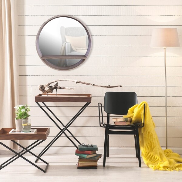 Shop 20x4 CIRCLE, Wooden Shelf Mirror Brown 20x20x4.0 Overstock