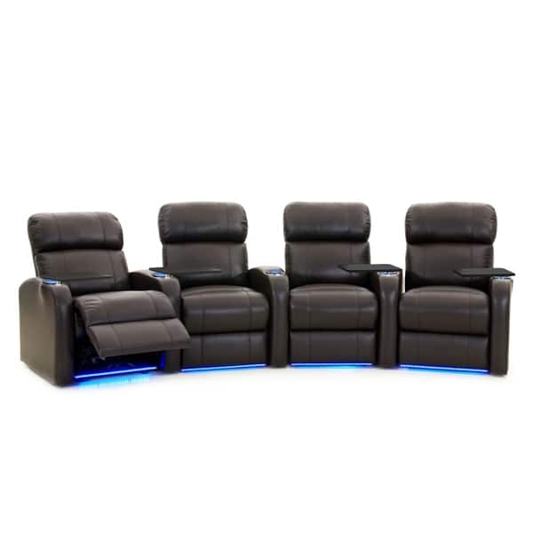 slide 1 of 12, Octane Diesel XS950 Power Leather Home Theater Seating Set (Row of 4)