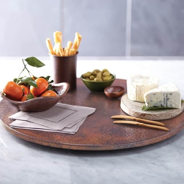 slide 2 of 4, Hammered Tempered Copper 20-inch Lazy Susan