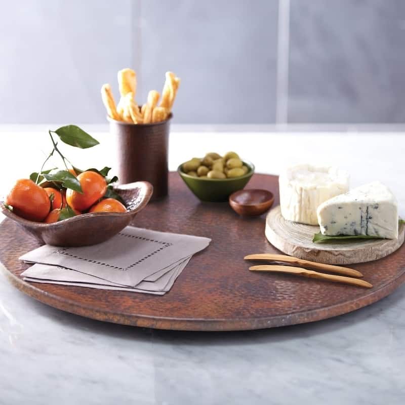 Hammered Tempered Copper 20-inch Lazy Susan