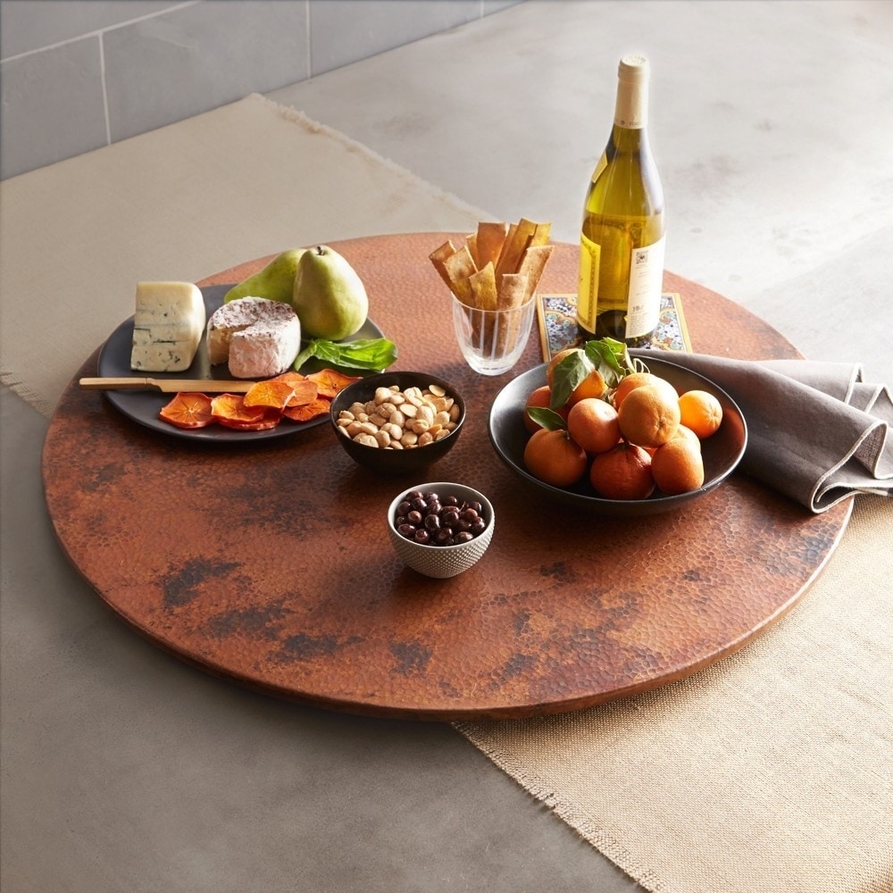 Hammered Tempered Copper 30-inch Lazy Susan - On Sale - Bed Bath