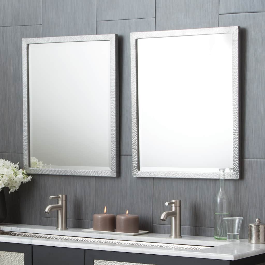 Divinity Hammered Aluminum Small Rectangular Mirror - Silver - N/A
