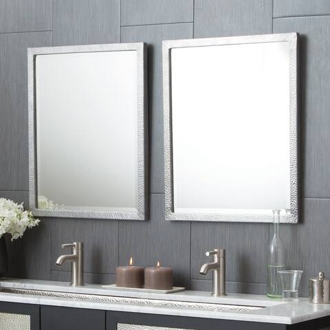 Divinity Hammered Aluminum Small Rectangular Mirror - Silver