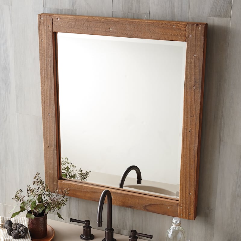 Americana Wood Framed Large Rectangular Wall Mirror