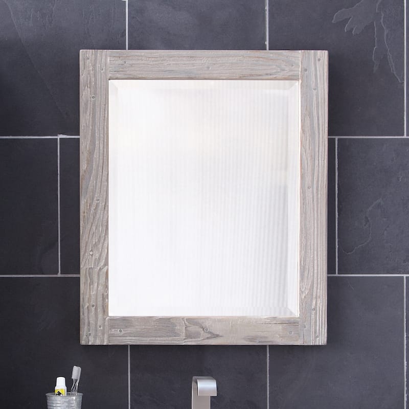 Americana Wood Framed Large Rectangular Wall Mirror