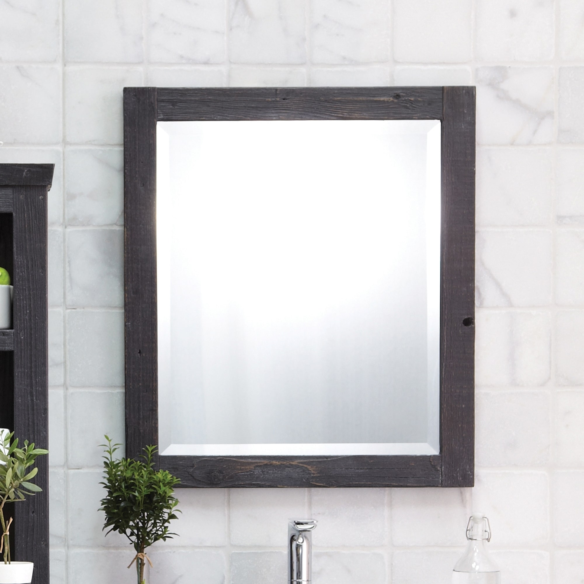 Americana Wood Framed Large Rectangular Wall Mirror