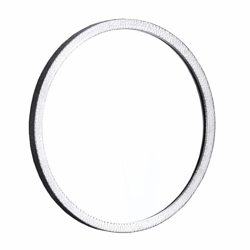 Divinity Hammered Aluminum Round Mirror - Silver - N/A - Silver
