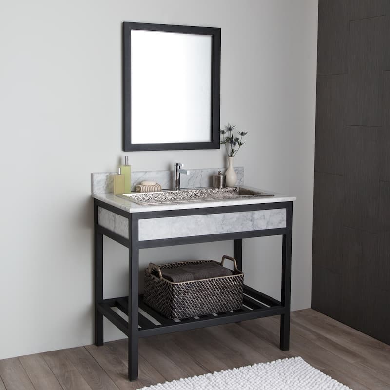 Havana Black Rectangle Steel Mirror - N/A