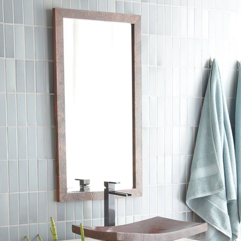 Milano Hand Hammered Copper Small Rectangle Mirror - A