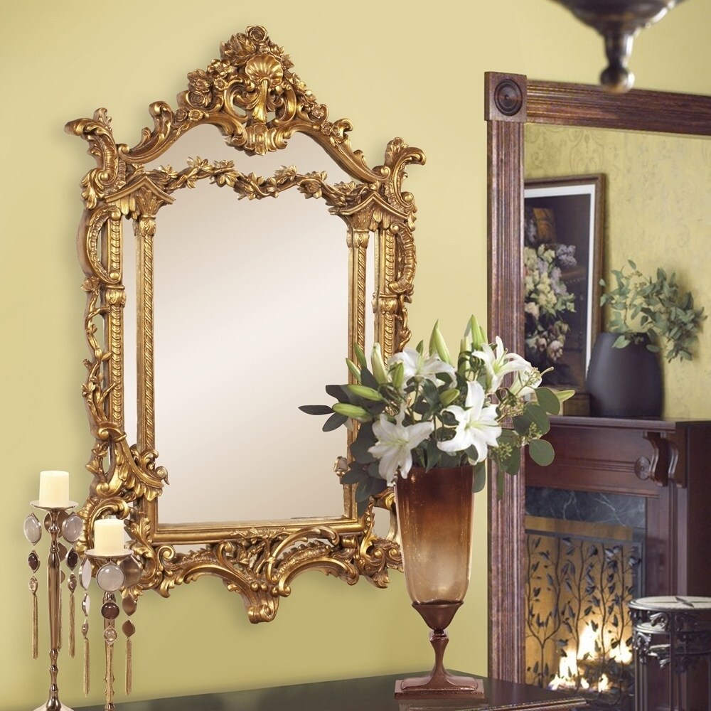 Gold baroque wall mirror of dirty bath bar 90x70 rectangular antique 