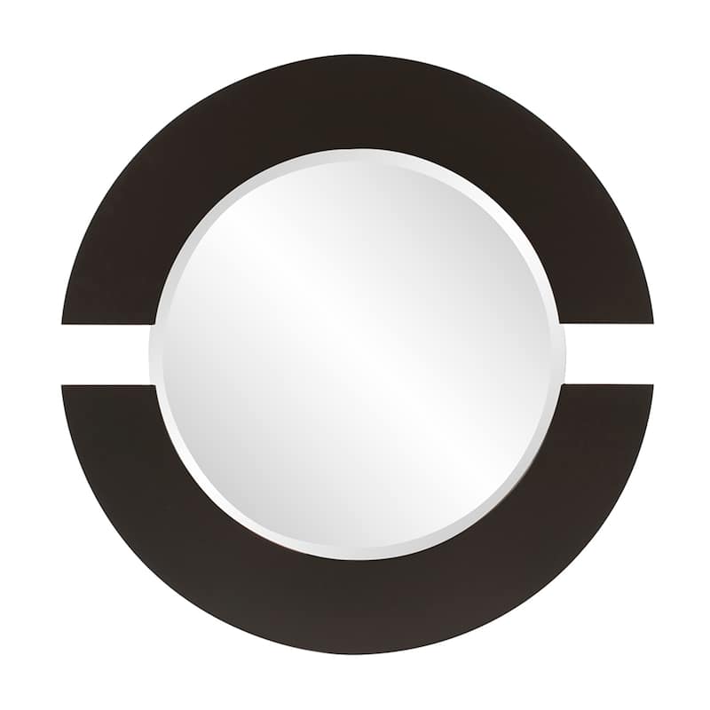 Allan Andrews Round Matte Charcoal Wood Framed Orbit Wall Mirror