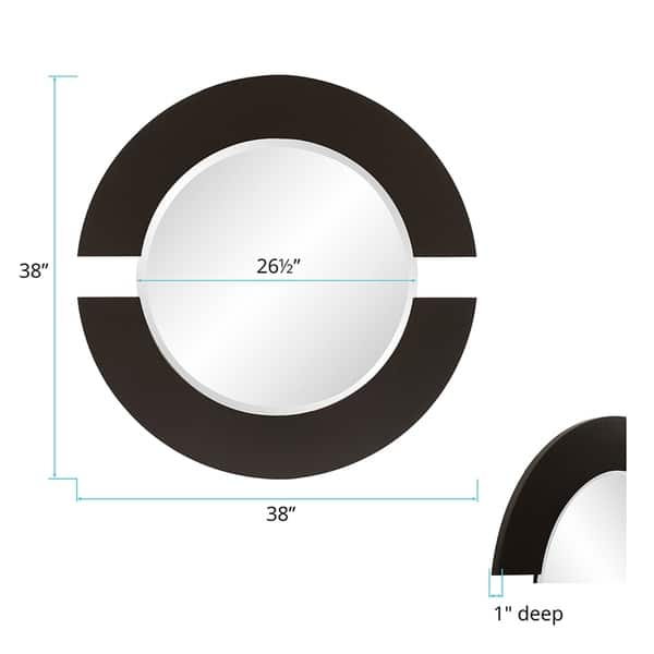 Allan Andrews Round Matte Charcoal Wood Framed Orbit Wall Mirror