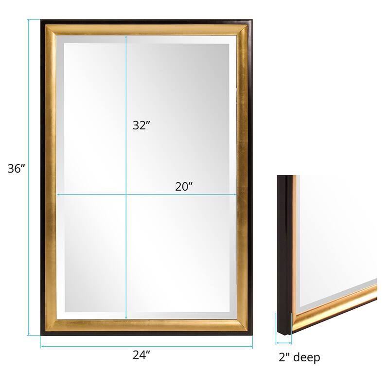 Allan Andrews Gold Wood Framed Wall and Accent Mirror - 36" H x 24" W