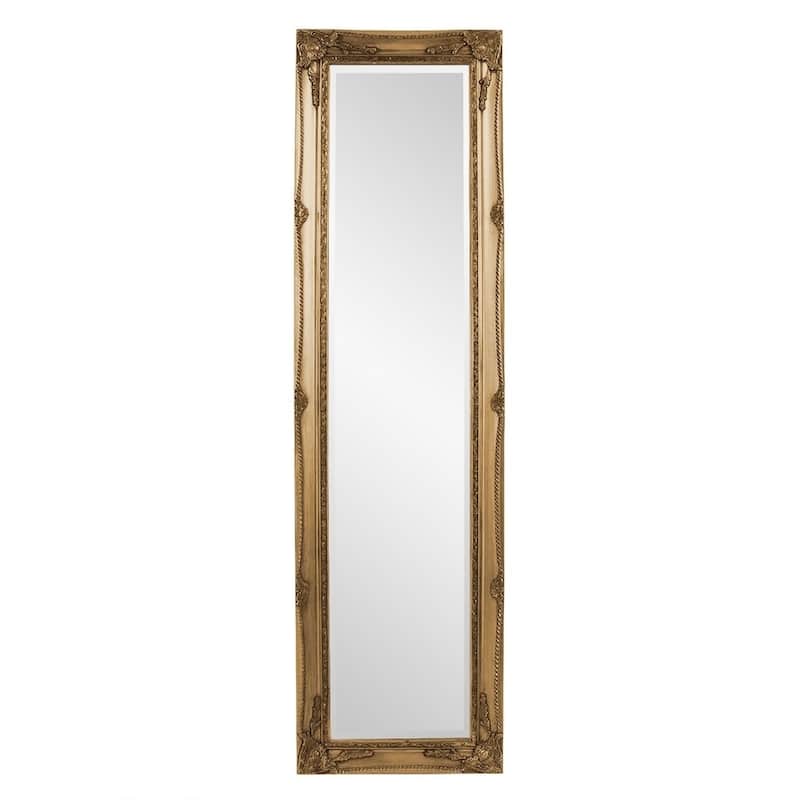 Allan Andrews Gold Full Length Wood Framed Queen Ann Standing Mirror - Antique Gold