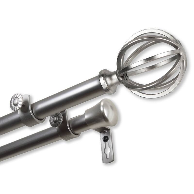 InStyleDesign Loop Adjustable Double Curtain Rod - 28 to 48 inches - satin nickel